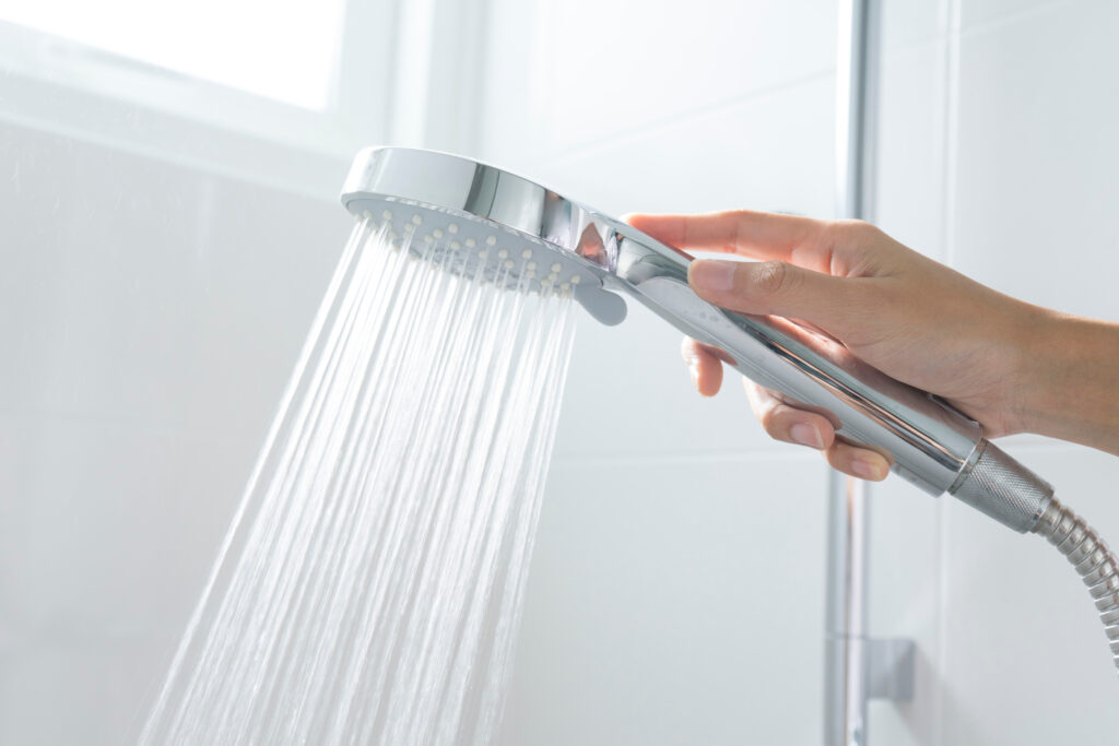 Shower Head With Water Drops Flowing