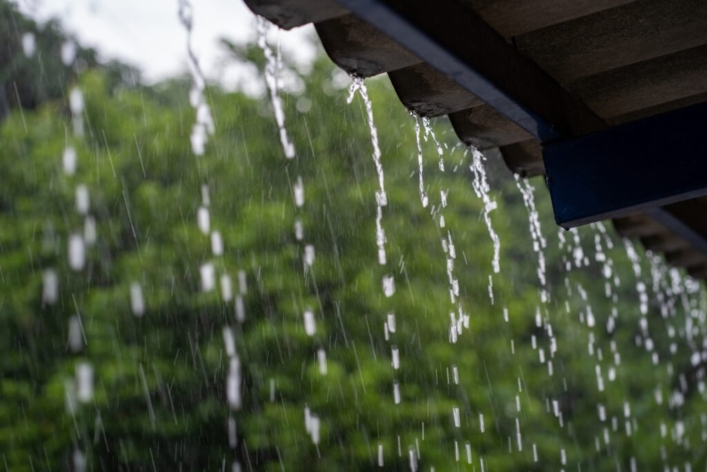 Heavy,Rain,Falling,On,The,Roof,In,Rainy,Season